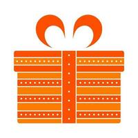 Circles With Strip Wrapping Gift Box Element In Orange And White Color. vector