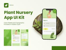 Plant Nursery Application Splash Screens Including Like As Sign In, Sign Up for Mobile App and Responsive Website. vector