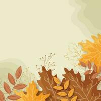 Autumn Leaves With Berry Stem Against Beige Background And Copy Space. vector