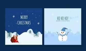 Merry Christmas Greeting Card Or Poster Design In Two Options. vector