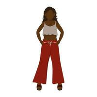 Faceless African Modern Young Woman Standing On White Background. vector