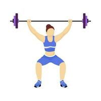 Faceless Woman Lifting Dumbbell On White Background. vector