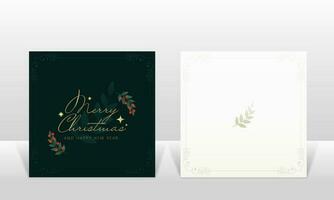 Merry Christmas And Happy New Year Greeting Card In White And Teal Color. vector