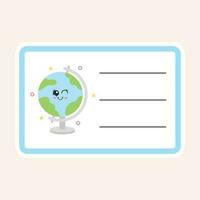 Mascot Earth Globe Character Frame Or Notebook Label On Peach Background. vector