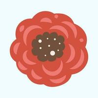 Top View Of Red Flower Flat Element. vector