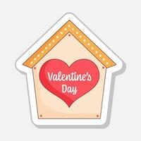 Isolated Sticker Style Valentine's Day Hut Icon In Flat Style. vector