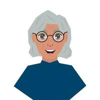 Cheerful Elderly Woman Wearing Eyeglasses On White Background. vector