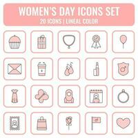 Illustration Of Women's Day Icons Set In Lineal Color. vector