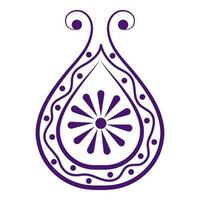 Purple And White Floral Artwork Of Paisley Design Over White Background. vector