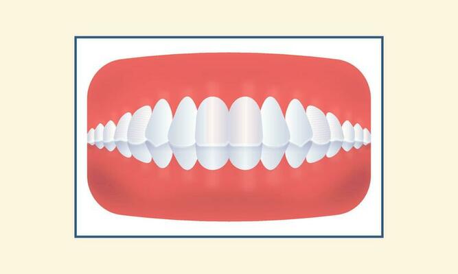 Deep Bite Human Teeth Icon Over Yellow Background.