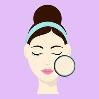 Beautiful Girl With Dry Skin Face Icon Against Pink Background. vector