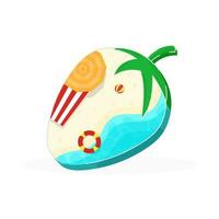 Summer berry concept with beach background for summer holidays or travel concept with space for your message. vector