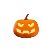 3D Illustration Of Burning Creepy Face Pumpkin Lamp Icon. png