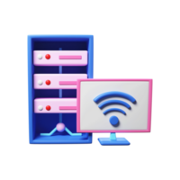 Blue And Pink Wifi Connect Computer For Server Connection 3D Rendering Background. png