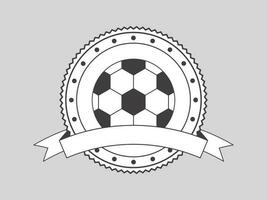 Doodle Football Badge Or Label Element On Gray Background. vector