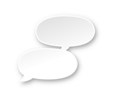 White 3D paper speech bubble. Multiple conversation dialogue template. Simple minimal thought balloon. png