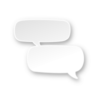 White 3D paper speech bubble. Multiple conversation dialogue template. Simple minimal thought balloon. png