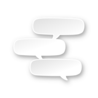 White 3D paper speech bubble. Multiple conversation dialogue template. Simple minimal thought balloon. png