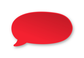 Red 3D paper speech bubble. Simple minimal thought balloon infographic design element png