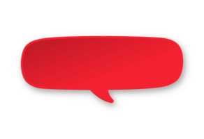 Red 3D paper speech bubble. Simple minimal thought balloon infographic design element png