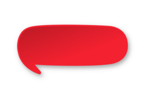 Red 3D paper speech bubble. Simple minimal thought balloon infographic design element png