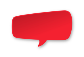 Red 3D paper speech bubble. Simple minimal thought balloon infographic design element png