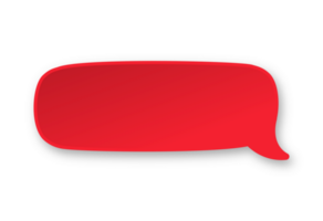 Red 3D paper speech bubble. Simple minimal thought balloon infographic design element png