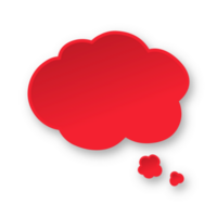 Red 3D paper speech bubble cloud. Simple minimal thought balloon infographic design element png