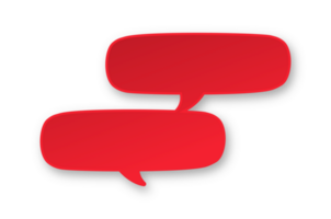 Red 3D paper speech bubble. Multiple conversation dialogue template. Simple minimal thought balloon infographic design element png