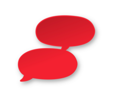 Red 3D paper speech bubble. Multiple conversation dialogue template. Simple minimal thought balloon infographic design element png