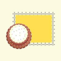 Top View Of Rice Clay Pot With Yellow Sqaure Background. vector