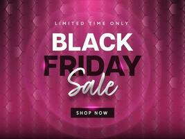 Black Friday Sale Poster Design With Pink Zigzag Lines Pattern Background. vector