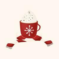 Whipped Cream Coca Cup And Scarf On Cosmic Latte Background. vector