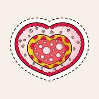 Various Design Decorative Heart Shape On Light Pink Background In Sticker Style. vector