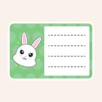 Funny Bunny Cartoon Frame Or Notebook Label On Peach Background. vector