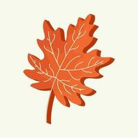 3D Style Maple Leaf On Cosmic Latte Background. vector