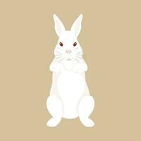 Illustration Of Cute Rabbit Standing On Brown Background. vector