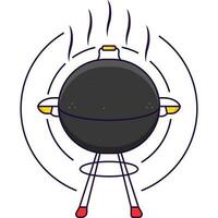 Isolated Hot Barbeque Kettle On Circle Background. vector