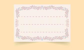 Copy Space Floral Card Or Notebook Label Over Beige Yellow Background. vector