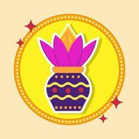 Flat Illustration Of Colorful Sticker Worship Pot Icon. vector