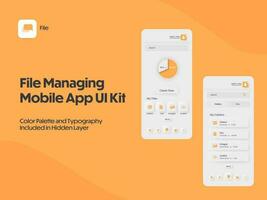 File Managing Mobile App UI Screens Including As Login, Sign Up, Data Storage for Responsive Website. vector