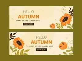 Autumn Sale Banner Or Header Design Decorated With Floral In Two Options. vector