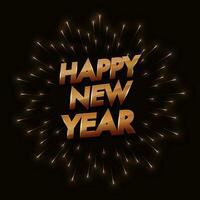 Brown Happy New Year Text On Black Light Effect Background. vector