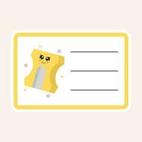 Mascot Sharpener Notebook Label Or Sticker On Peach Background. vector