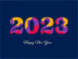 Colorful Abstract 2023 Number Against Blue Background For Happy New Year Concept. vector