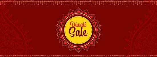Diwali Sale Banner Or Header Design With Paisley Pattern On Red And Yellow Background. vector
