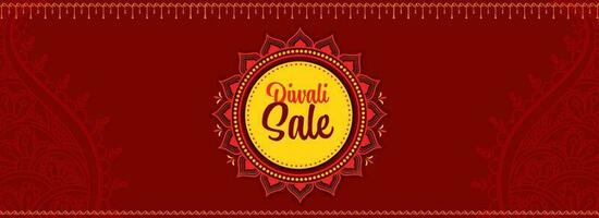 Diwali Sale Banner Or Header Design With Paisley Pattern On Red And Yellow Background. vector