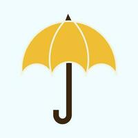 Open Umbrella Element In Yellow And Brown Color. vector