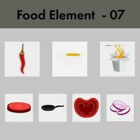 Set Of Realistic Food Element Over Sqaure Grey Background. vector