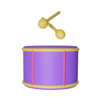 3D Render Illustration of Snare Drum With Sticks Icon. png